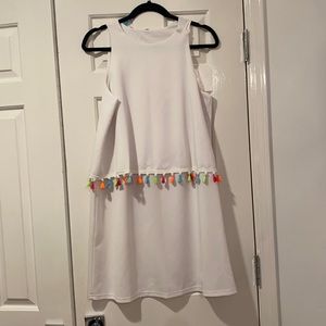 White halter dress with neon tassels - large
